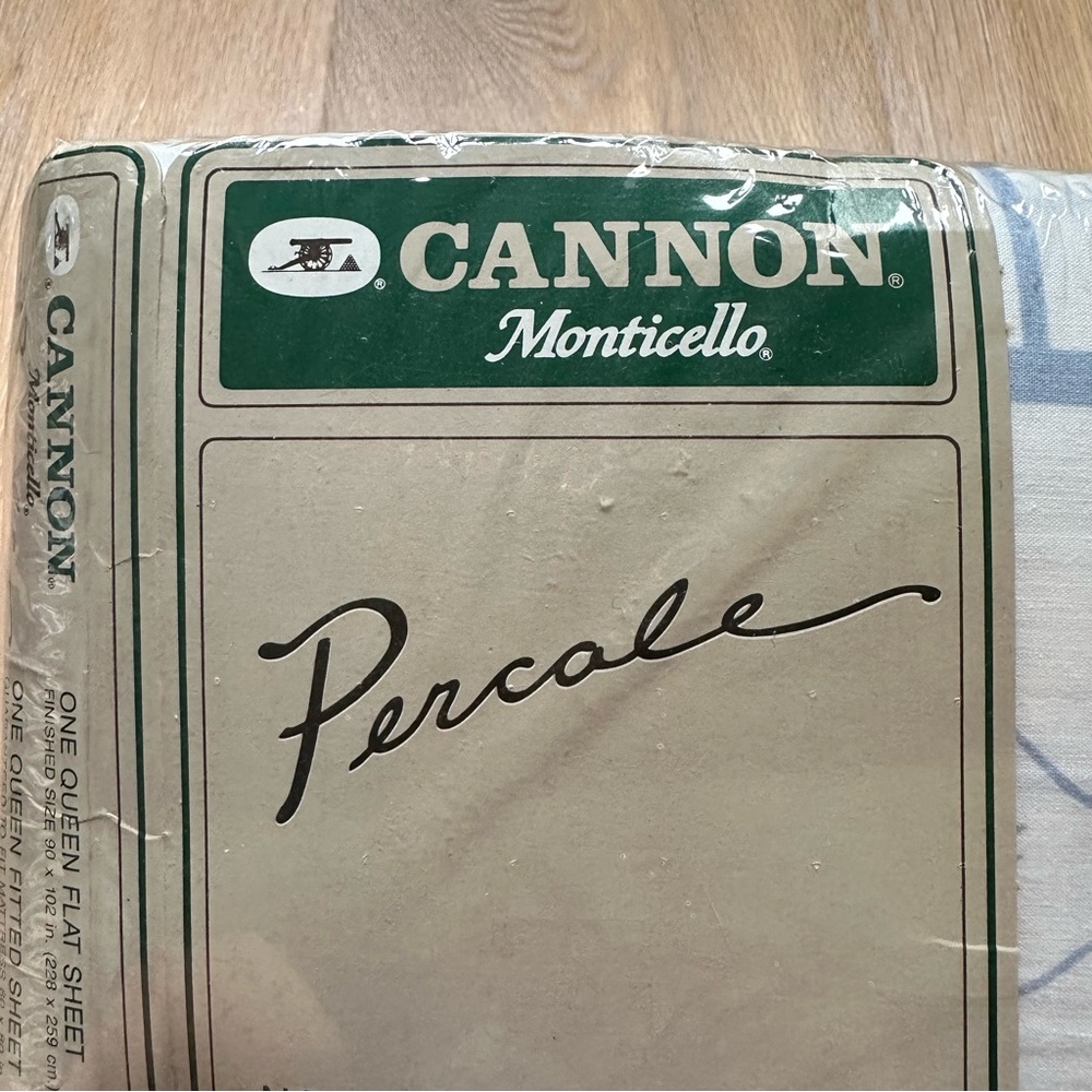 NWT NOS Cannon Percale Queen Bed Sheets 180 Thread Count Blue White Yellow Geese - Picture 5 of 7